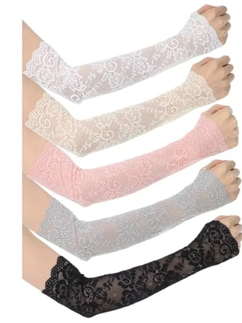 Lace Arm Sleeves for Women Fingerless Gloves Elbow Length Cover